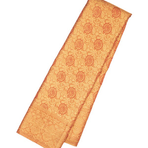 Peach Handloom Kanchipuram Tissue Silk Saree With Meena Floral Motifs
