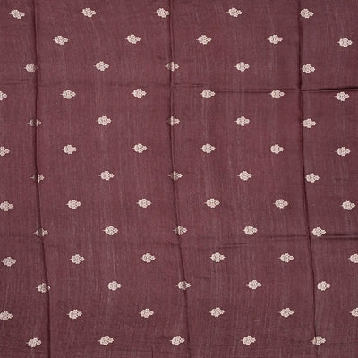 Rosy  Brown Handloom Tussar Silk Saree With Printed & Embroidery Motifs-Rosybrown