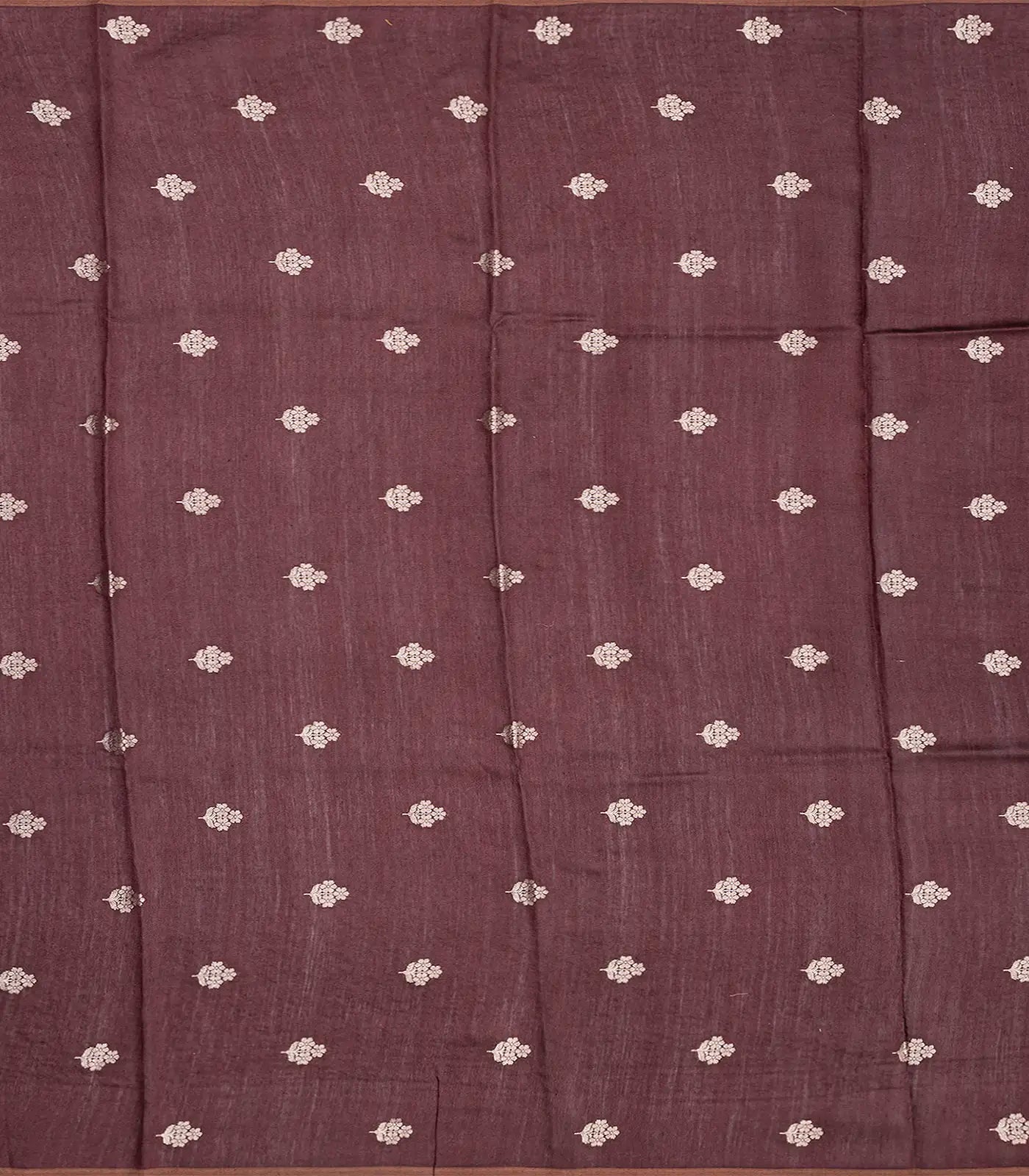Rosy  Brown Handloom Tussar Silk Saree With Printed & Embroidery Motifs-Rosybrown