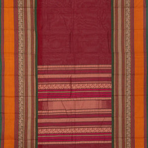 Crimson Handloom Kanchi Cotton Saree With Contrast Border