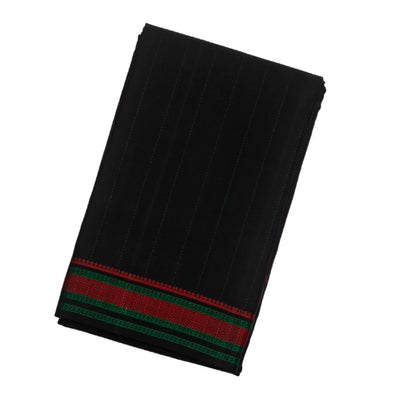 Black Handloom Kanchi Cotton Saree With Dotted Stripes