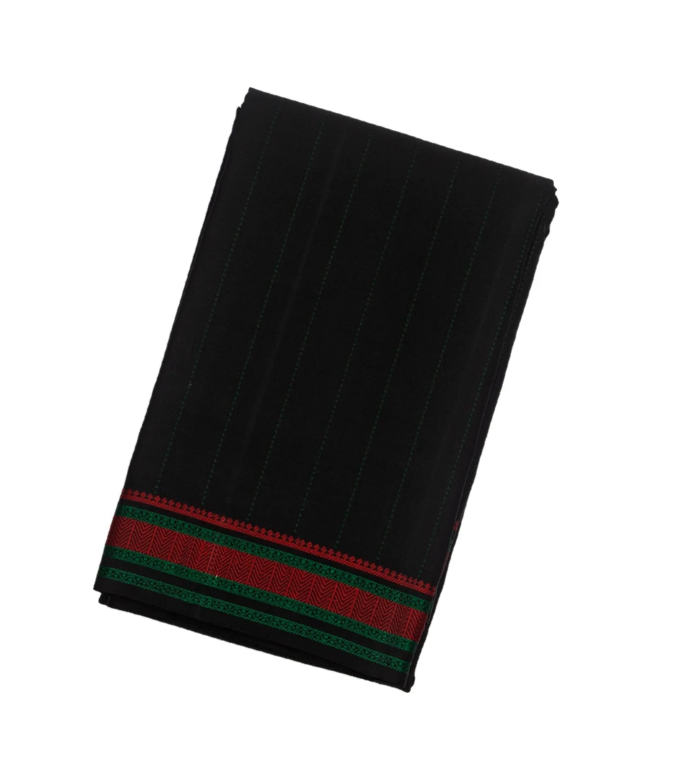 Black Handloom Kanchi Cotton Saree With Dotted Stripes