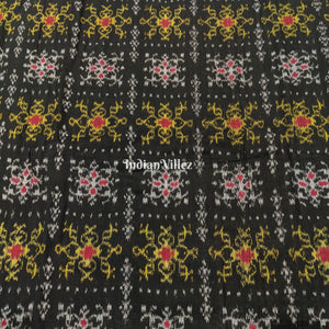 Black Tribal Jhoti Design Sambalpuri Cotton Fabric