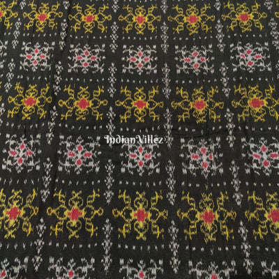 Black Tribal Jhoti Design Sambalpuri Cotton Fabric