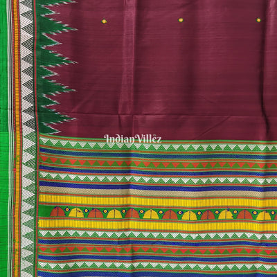 Wine Color Dongria Border Contemporary Silk Saree
