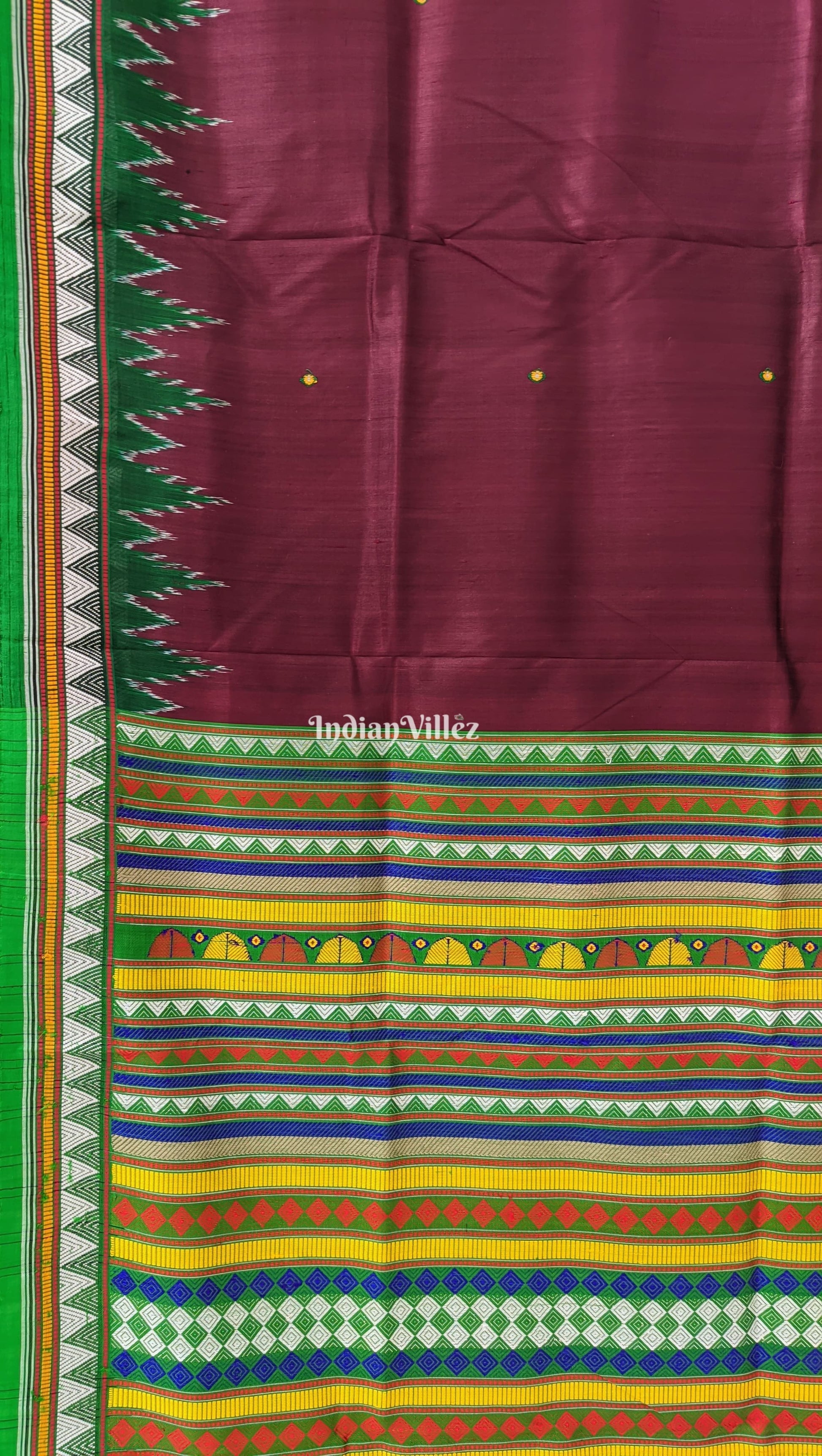 Wine Color Dongria Border Contemporary Silk Saree