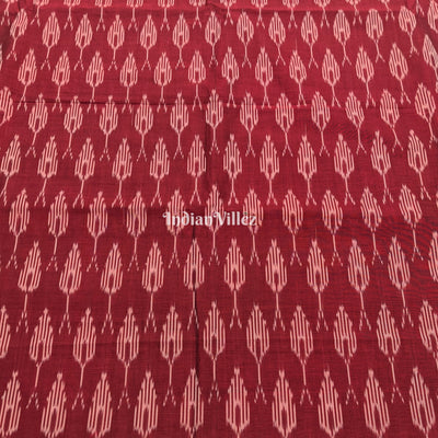 Maroon Handwoven Cotton Pochampally Ikat Fabric