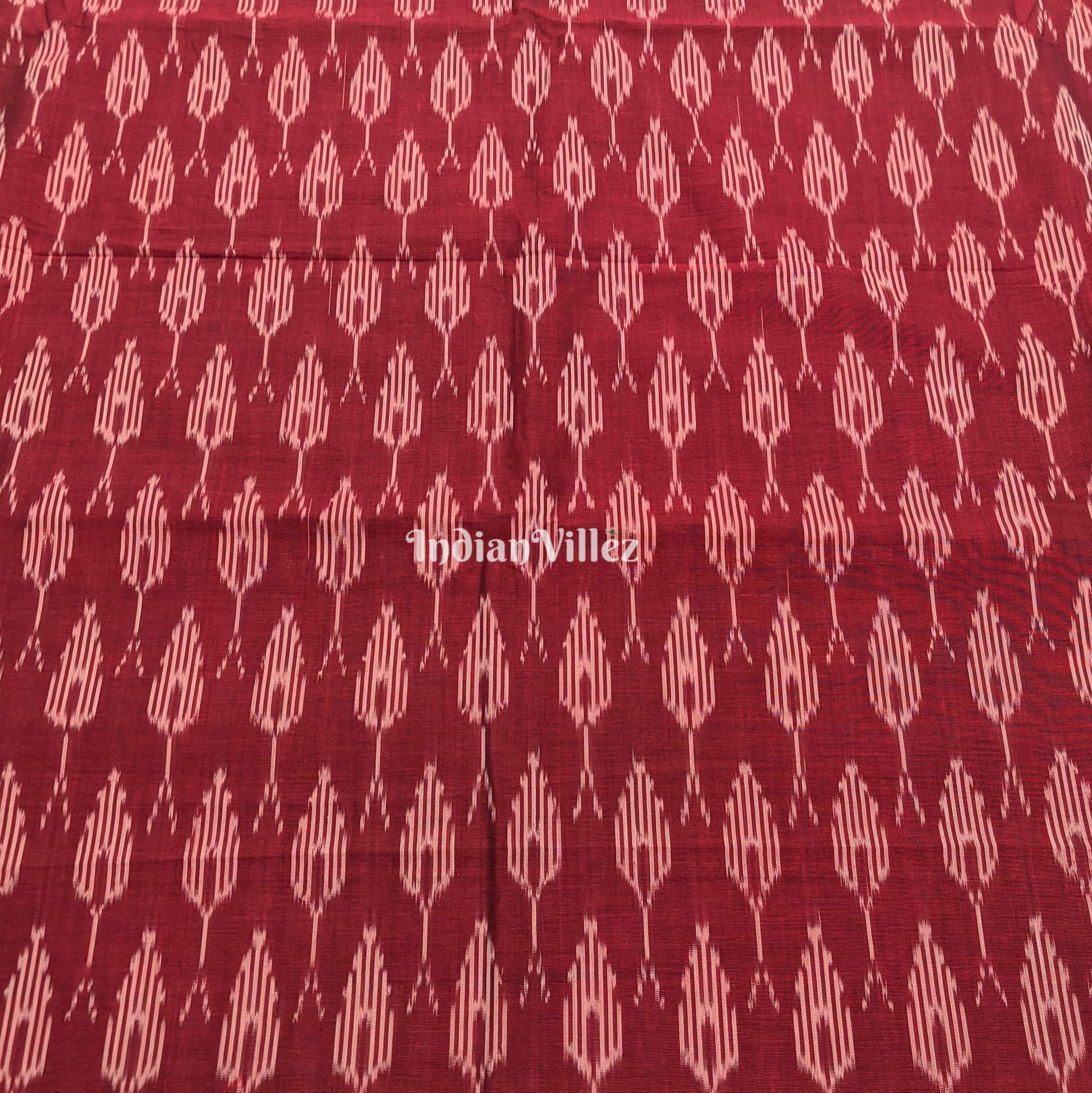 Maroon Handwoven Cotton Pochampally Ikat Fabric