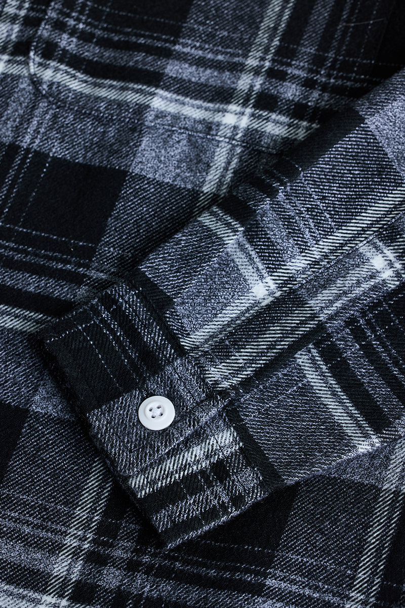 Black Plaid Box Fit Flannel Shirt