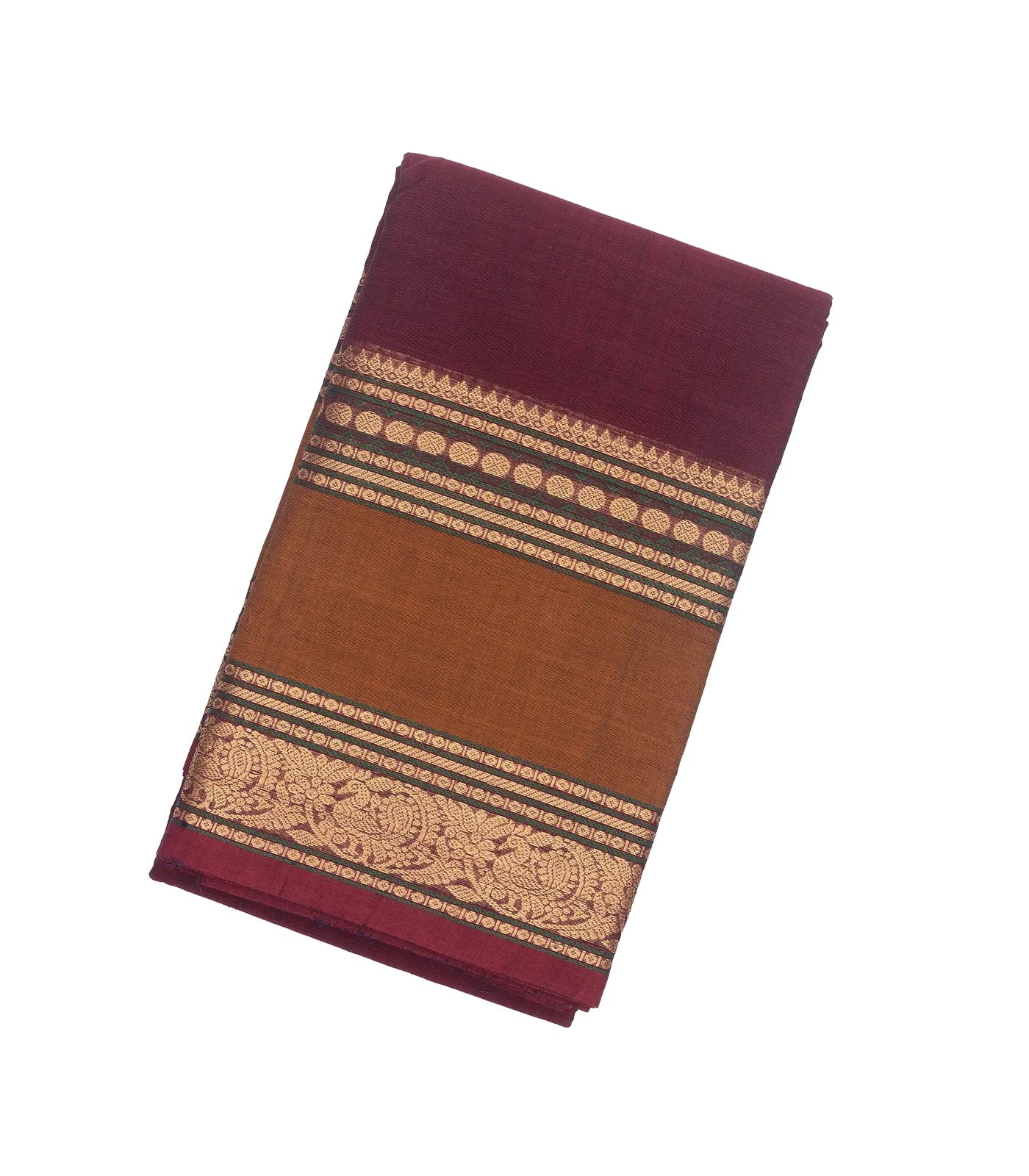 Crimson Handloom Kanchi Cotton Saree With Coin Buttas