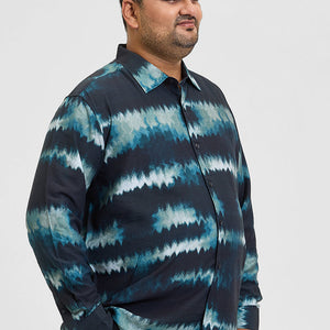 Navy Abstract Regular Fit Shirt