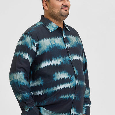Navy Abstract Regular Fit Shirt