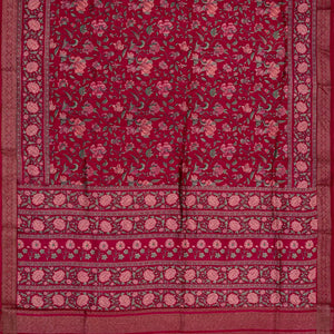 Black Handloom Tussar Linen Blend Silk Saree Printed With Diagonal Stripes