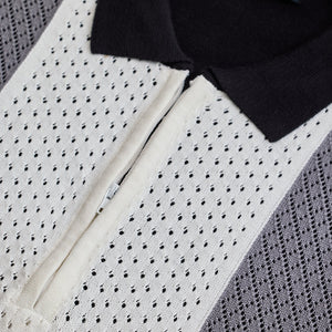 White Colourblocked Zipper Polo T-Shirt