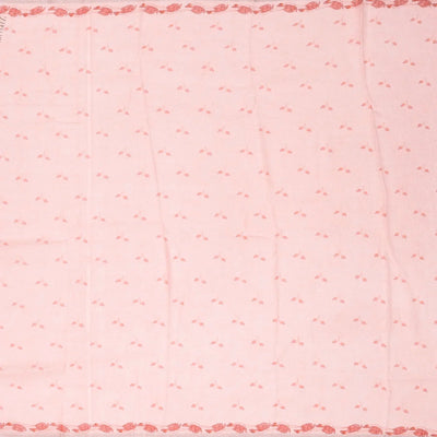 Bubblegum Pink Handloom Linen Saree With Printed Cow Motifs
