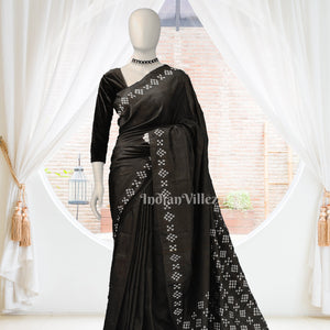 Black Pasapalli Theme Odisha Ikat Designer Silk Saree
