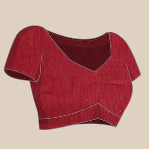 Maroon Embroidered With Swarovski Work Viscose Saree