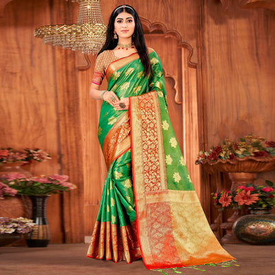 green-woven-art-silk-saree-with-tassels-8