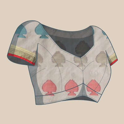 Grey Woven Organza Saree