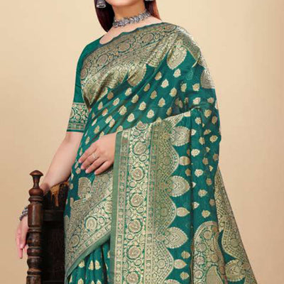 green-woven-art-silk-saree-with-tassels-11