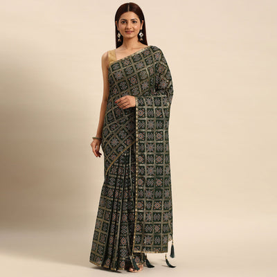 green-bandhani-foil-printed-zomato-saree-with-tassels