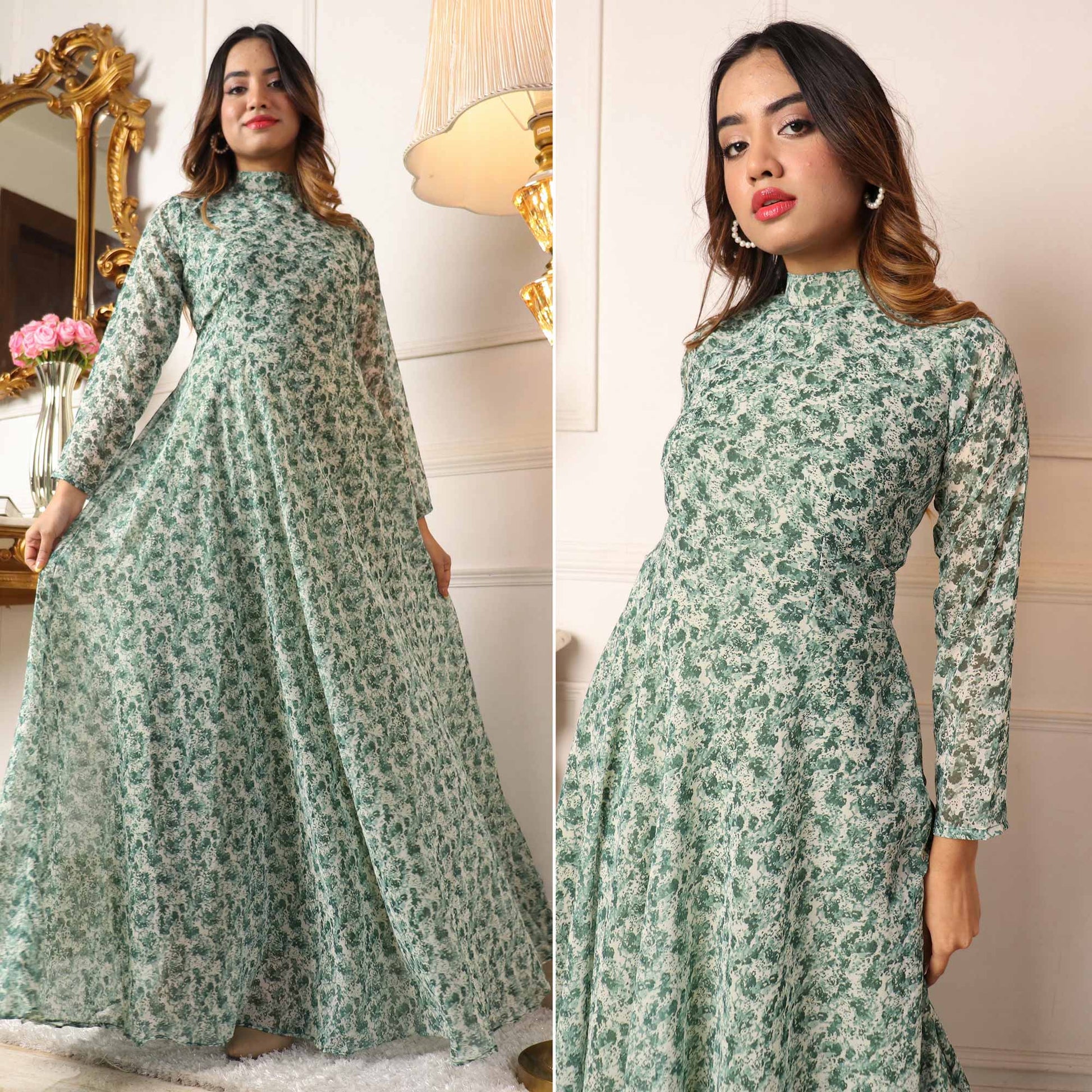 green-printed-georgette-gown