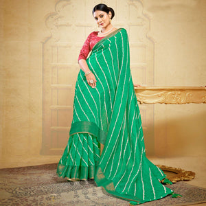 green-leheriya-printed-linen-saree