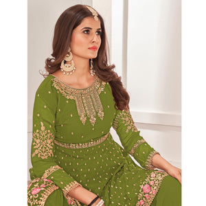 Mehendi Green Sequins Embroidered Georgette Sharara Suit