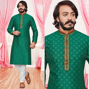 green-woven-jacquard-kurta-pyjama-set-3
