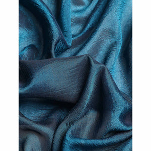 Blue Solid Vichitra Silk Saree With Fancy Border