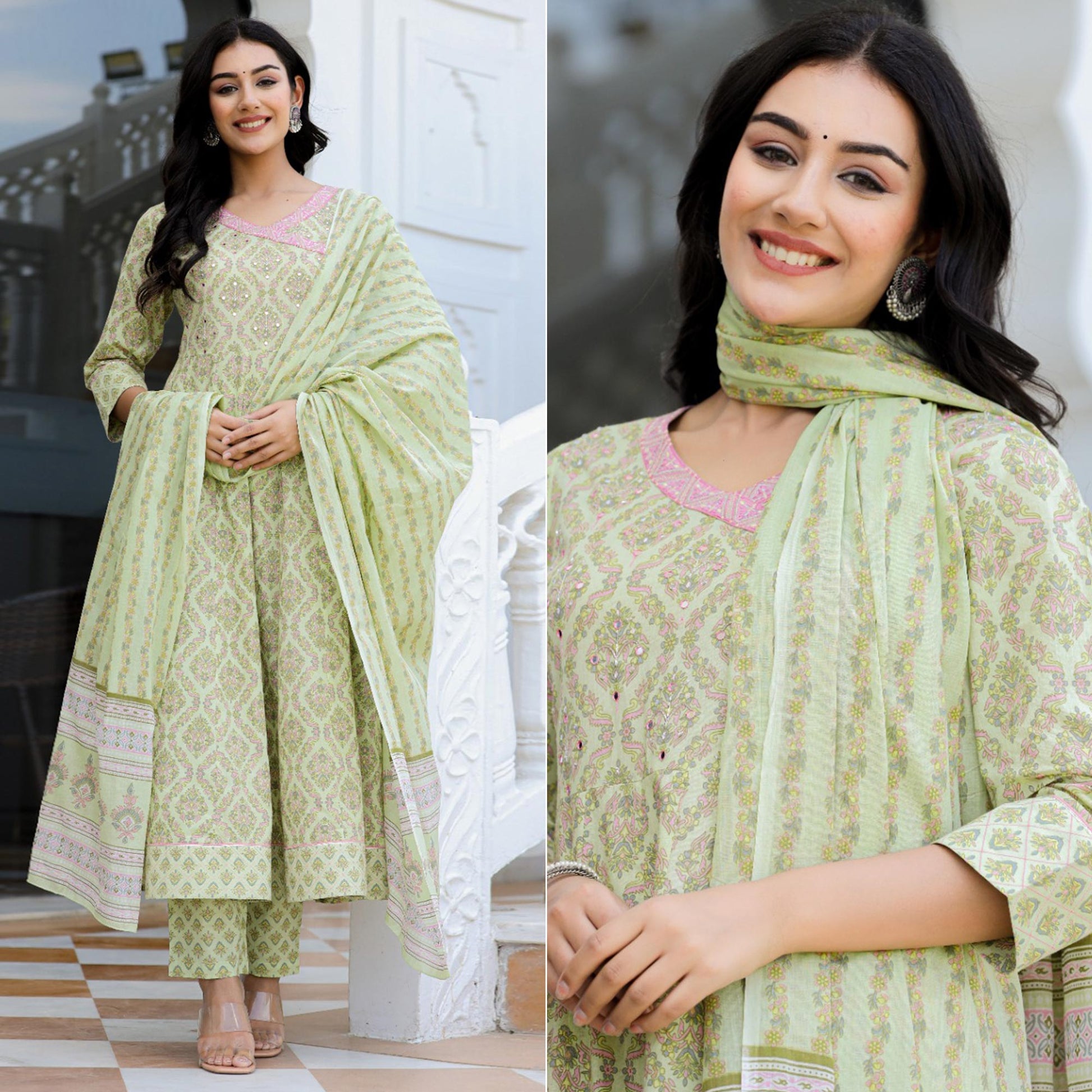 green-floral-printed-pure-cotton-anarkali-suit
