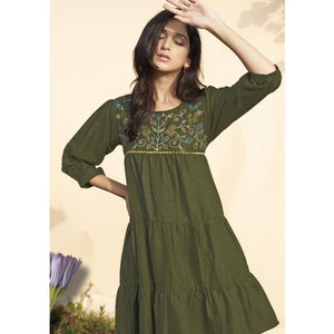 green-embroidered-rayon-short-dress