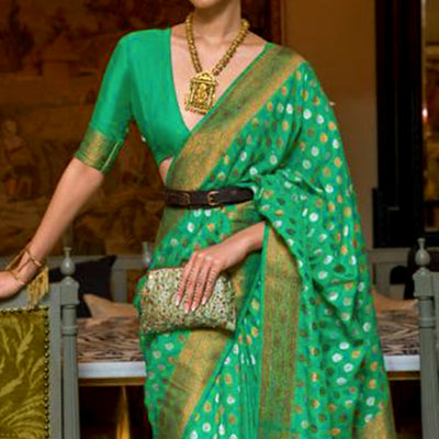 green-woven-khadi-silk-saree-with-tassels