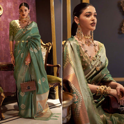 green-woven-art-silk-saree-with-tassels-13
