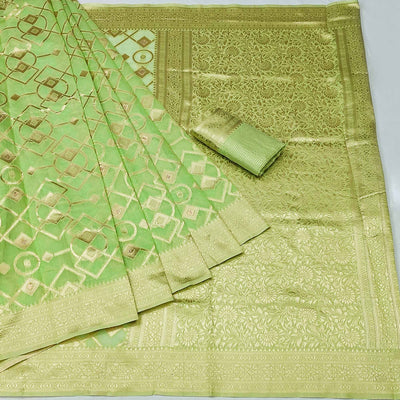 green-woven-jacquard-saree-2