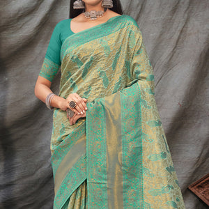 e-rama-green-gold-woven-organza-saree