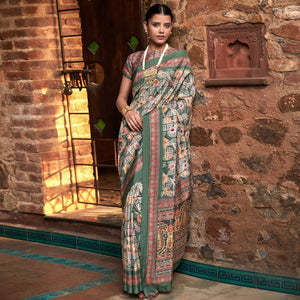 a-green-digital-printed-satin-saree