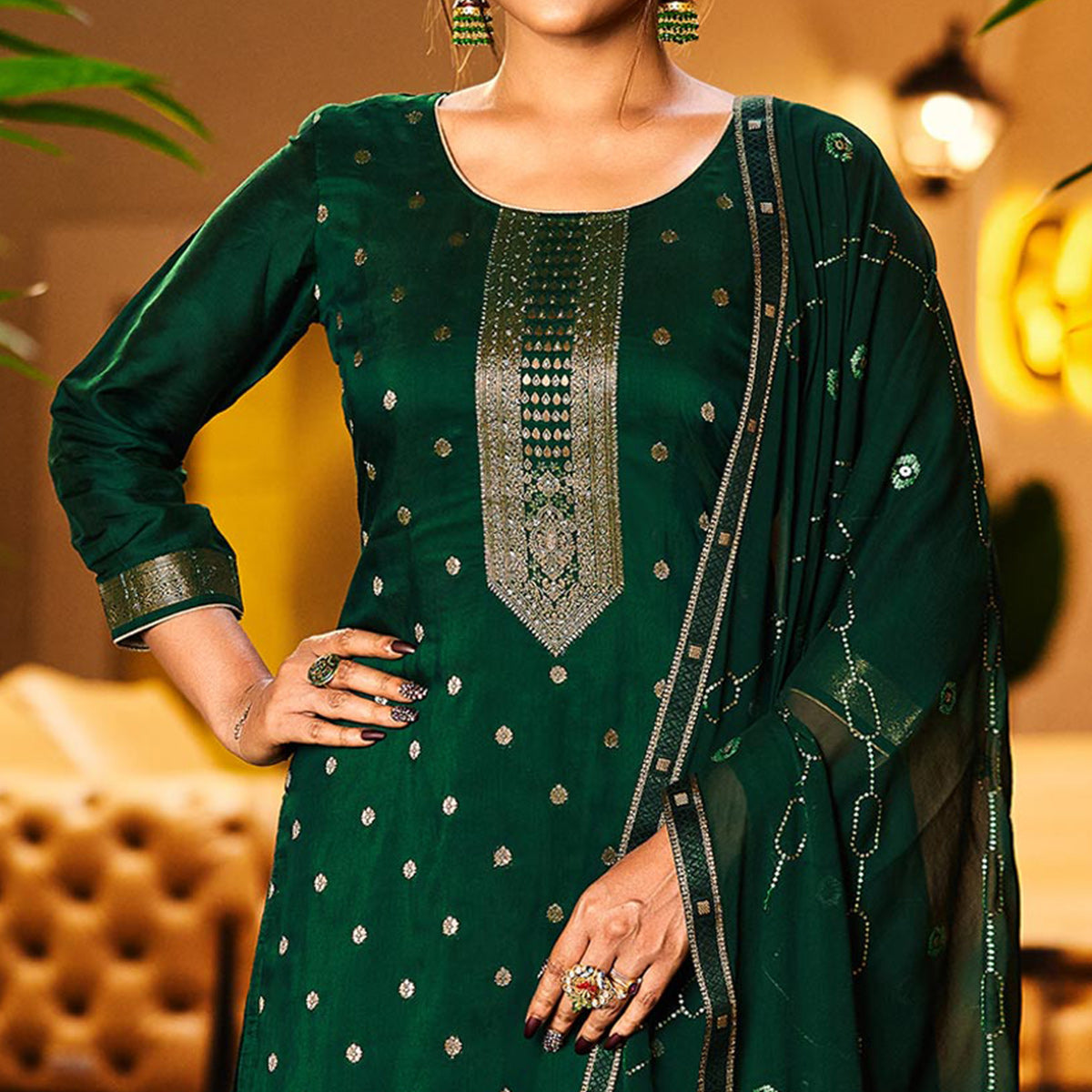 green-woven-muslin-palazzo-suit