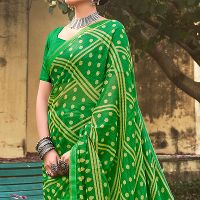 green-printed-chiffon-saree-2