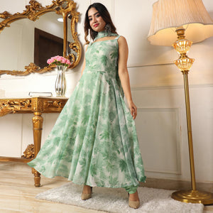 green-floral-printed-georgette-anarkali-suit