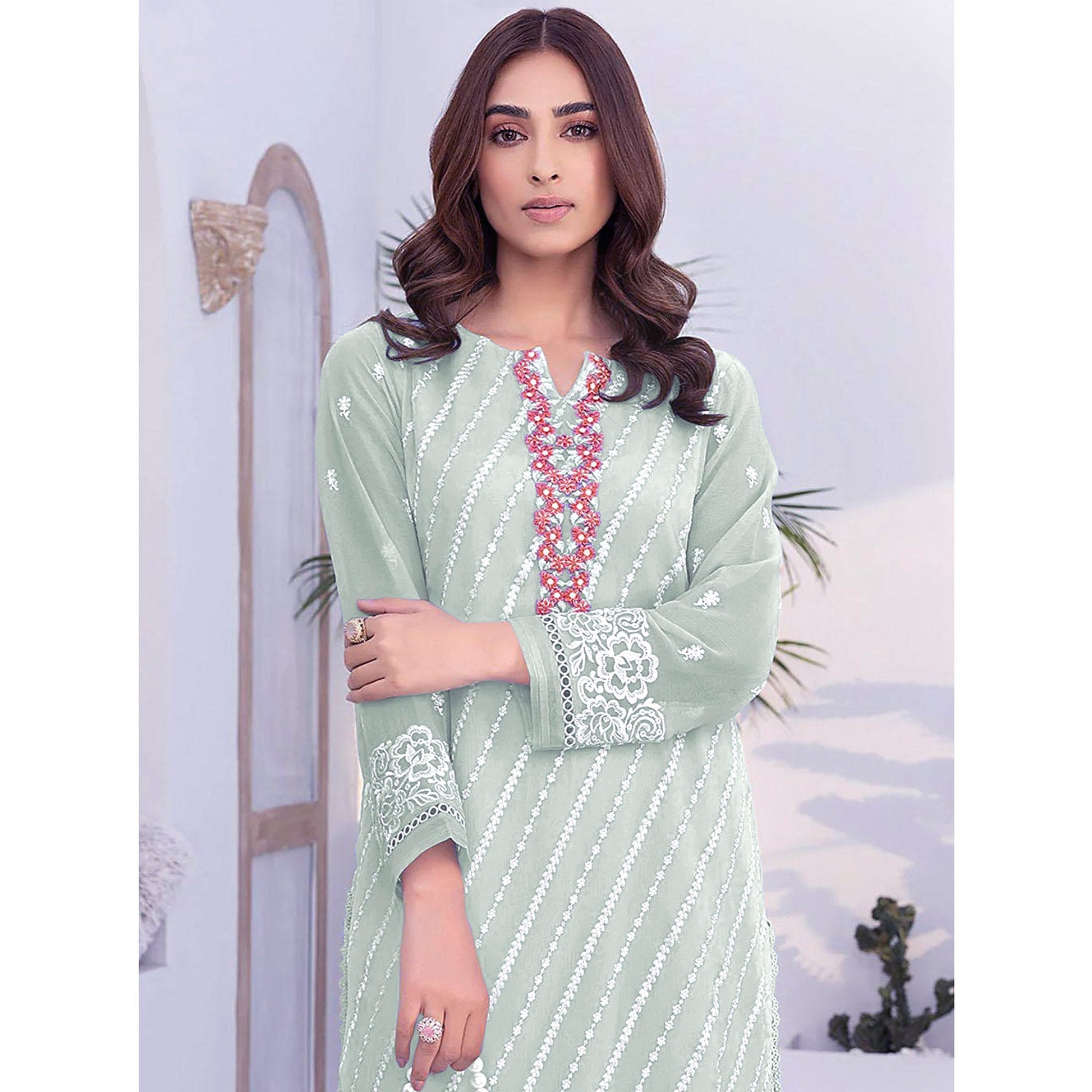 green-floral-embroidered-georgette-semi-stitched-suit-5