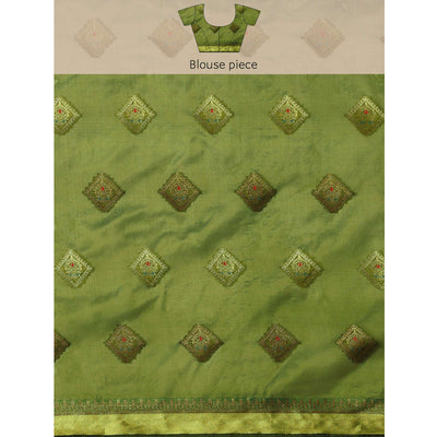 Mehendi Woven Organza Saree