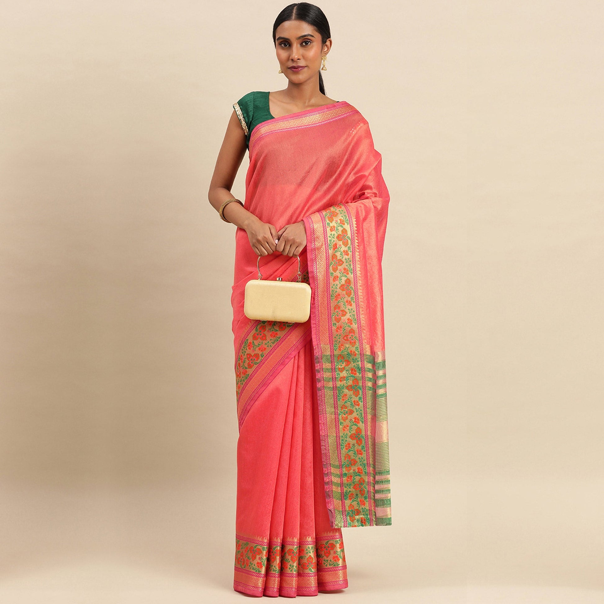 Gajari Woven Cotton Silk Saree