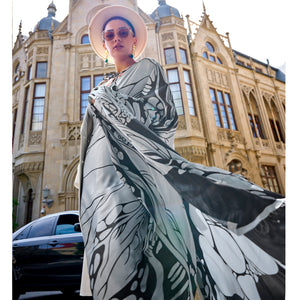 Grey Printed Crepe Saree