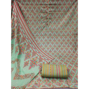 green-floral-printed-poly-cotton-dress-material