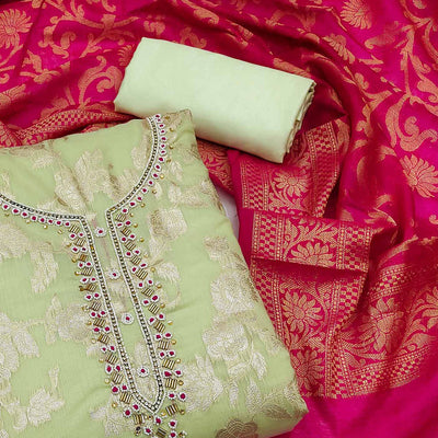 green-floral-woven-with-handwork-banarasi-silk-dress-material
