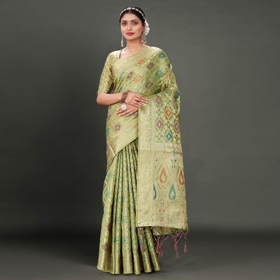 green-woven-organza-saree-with-tassels-11