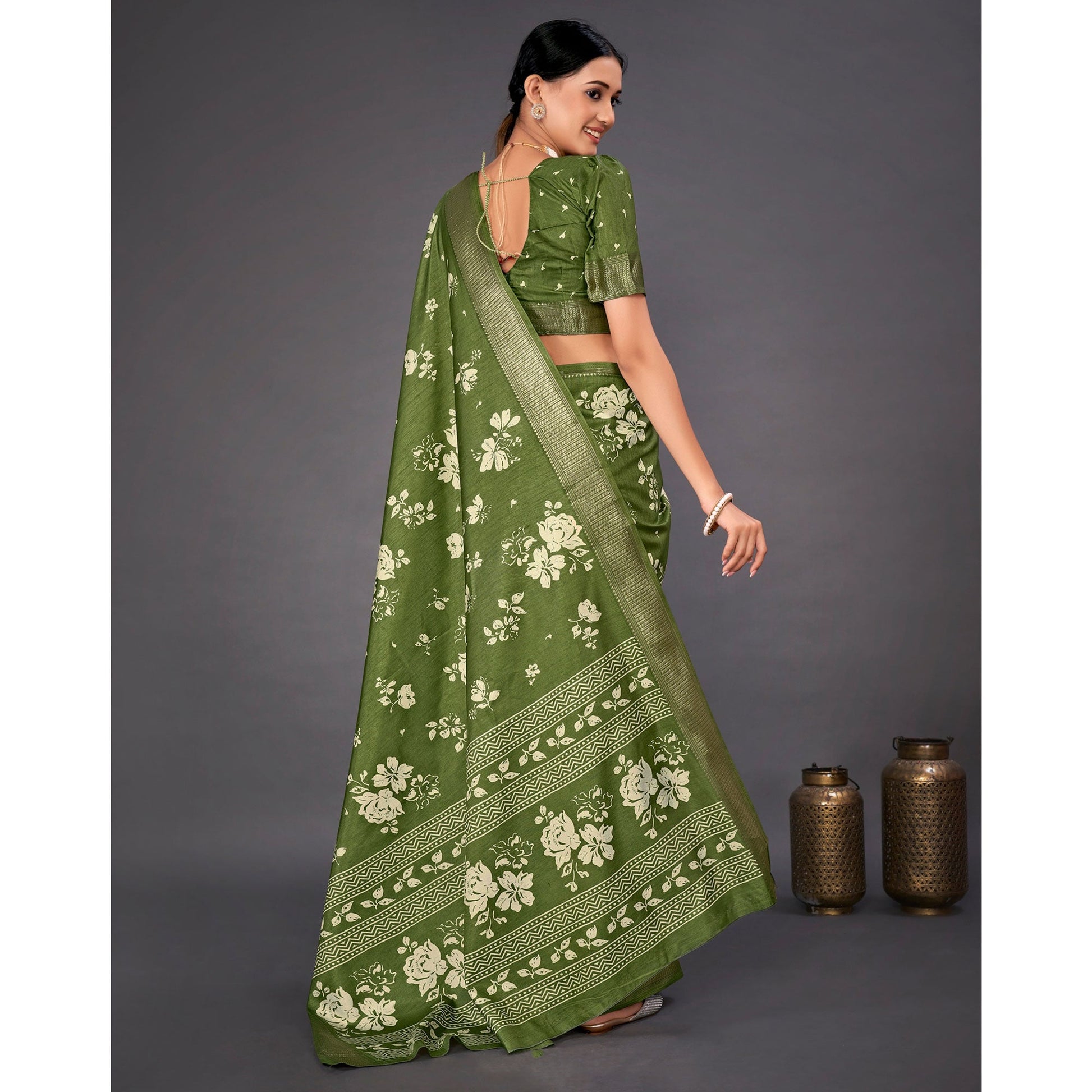 green-floral-printed-dola-silk-saree-2