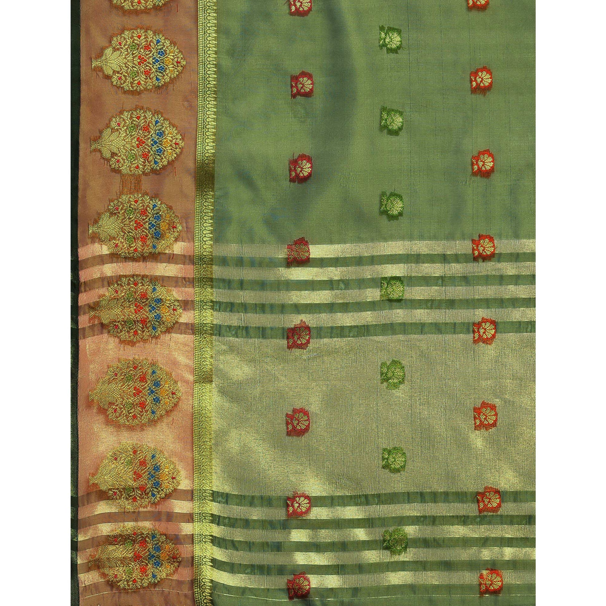Mehendi Woven Organza Saree