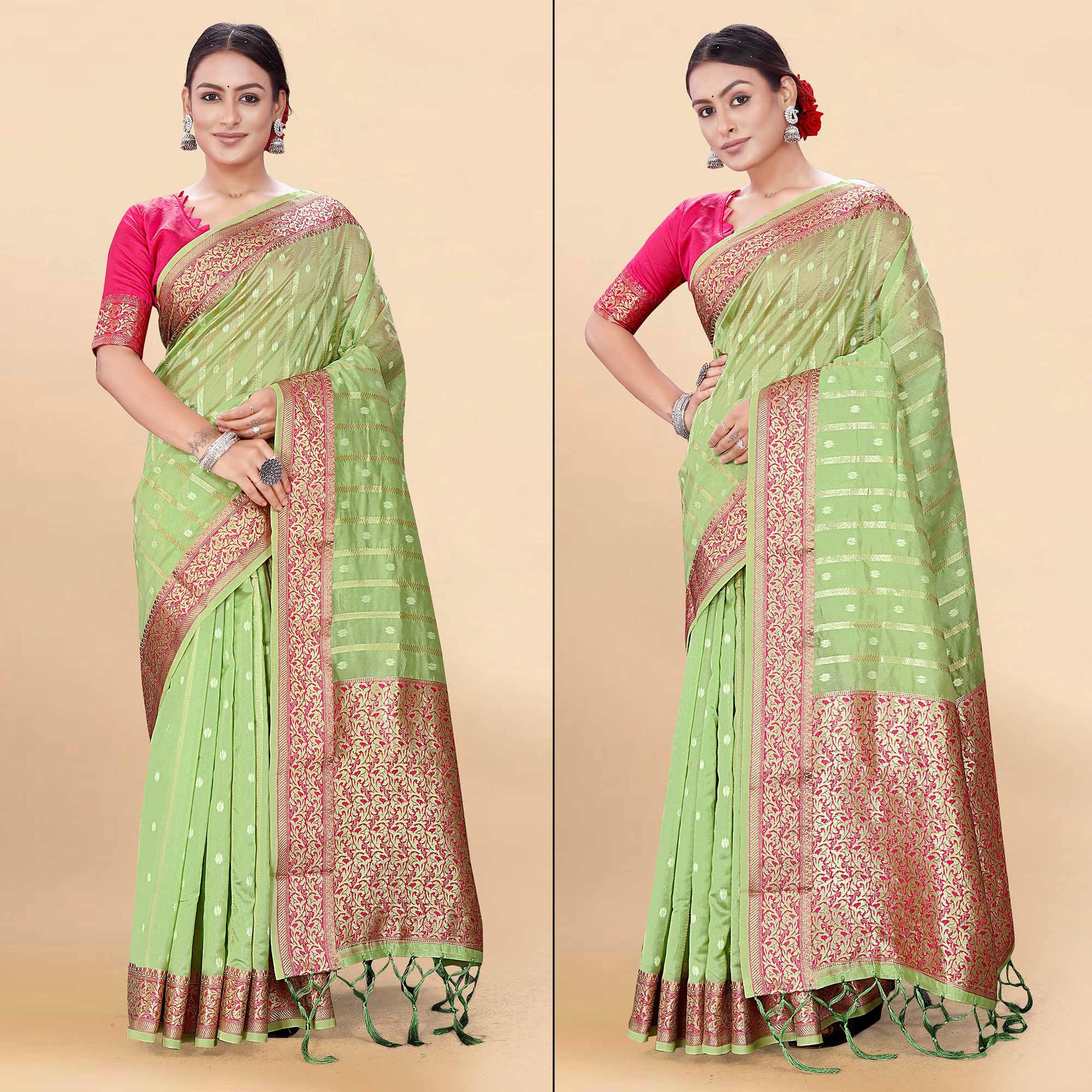 green-woven-organza-saree-with-tassels-18